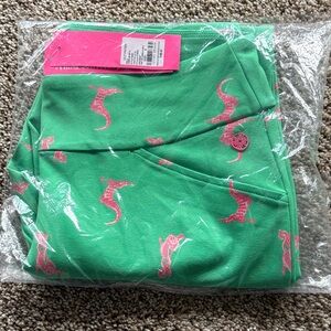 Lilly Pulitzer Green Corso pants with Pink Animal Design